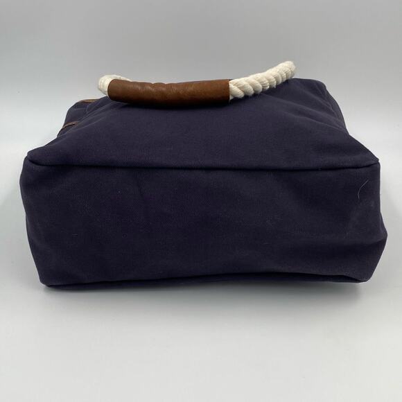 Ernest Alexander Navy Canvas Large Tote Bag Leather Rope Handles made in USA - Picture 6 of 11